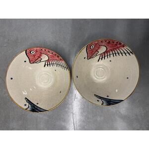 Hand Painted Fish Ceramic Tableware Microwave (set of 2)